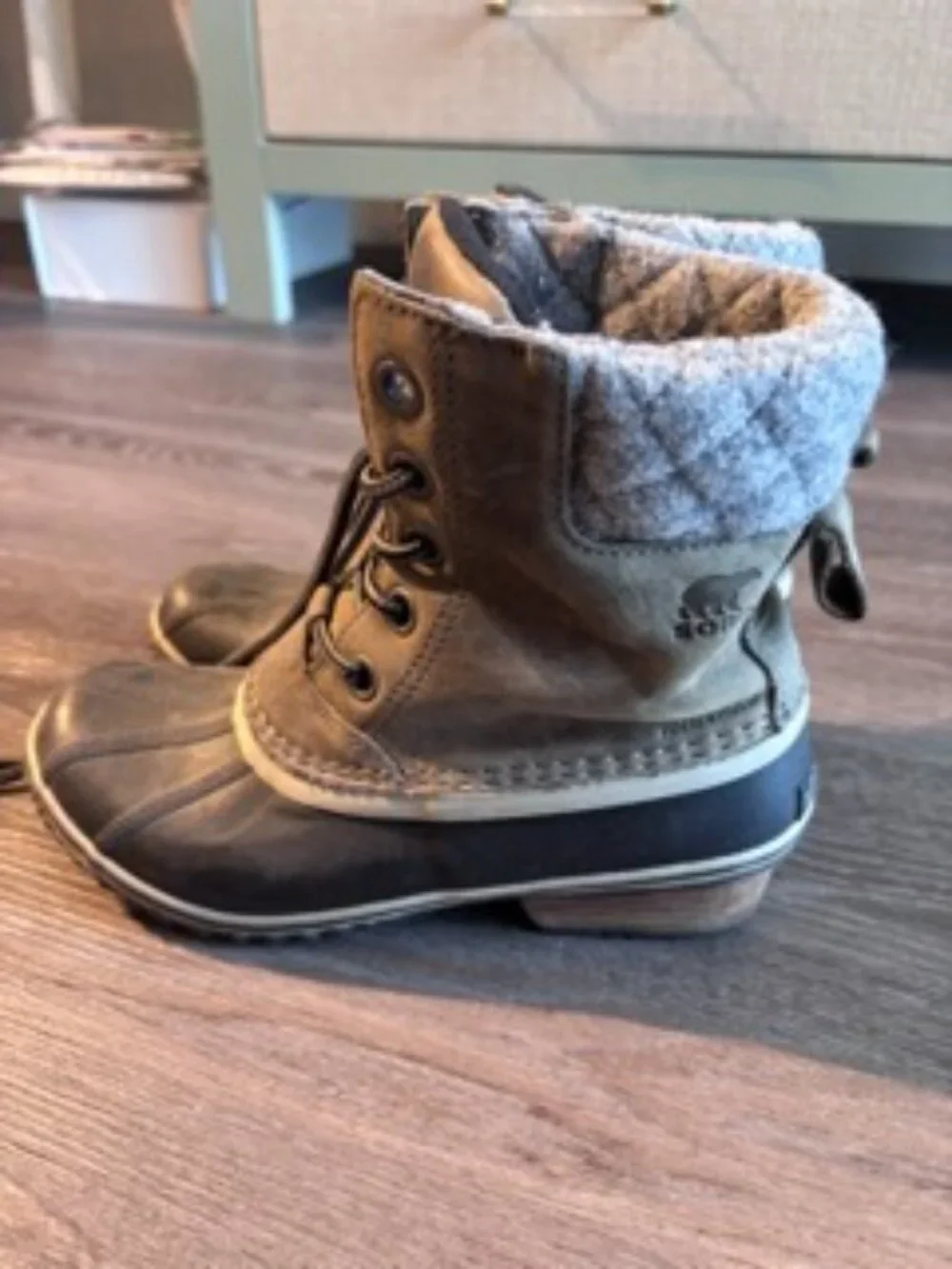 SOREL Slimpack II Lace Boot - Gray & Black Waterproof Rain Snow Duck Boots
